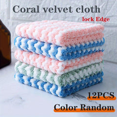 12pcs Microfiber Striped Dish Cloths - Soft Absorbent Towels