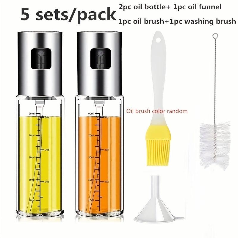 Set of 4 100ml Glass Spray Bottles for Cooking BBQ Baking Salad