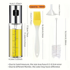 Set of 4 100ml Glass Spray Bottles for Cooking BBQ Baking Salad