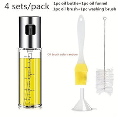 Set of 4 100ml Glass Spray Bottles for Cooking BBQ Baking Salad