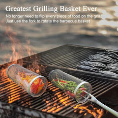 Stainless Steel Round BBQ Cage for Grilling Veggies & Fruits