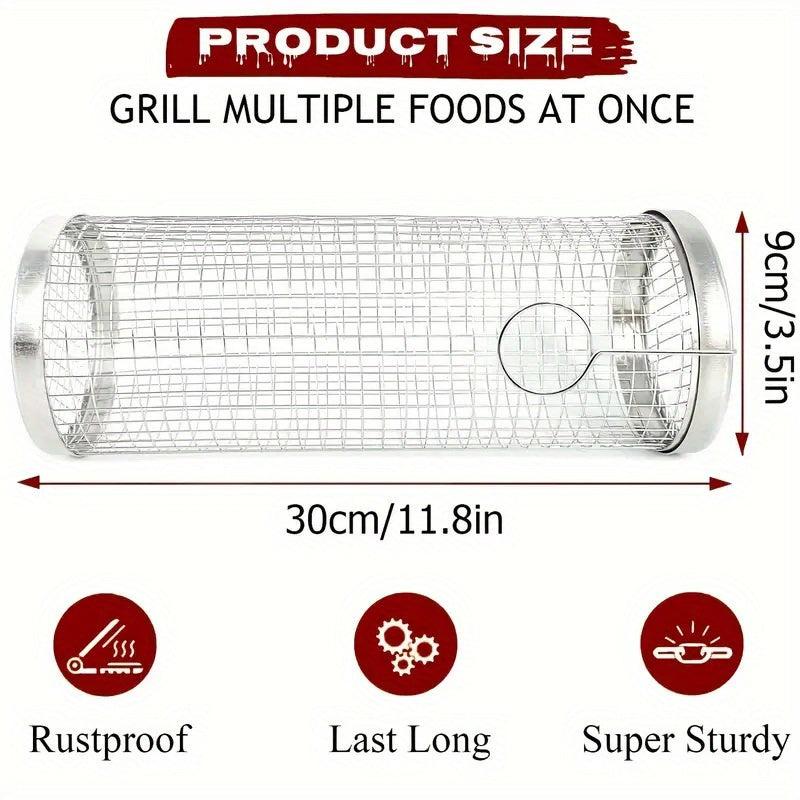 Stainless Steel Round BBQ Cage for Grilling Veggies & Fruits