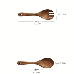 2pcs Wooden Salad Spoon and Fork Set Kitchen Supplies Gift