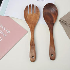 2pcs Wooden Salad Spoon and Fork Set Kitchen Supplies Gift