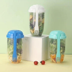 Salad Shaker Cup with Fork and Dressing Holder, 2-Pack