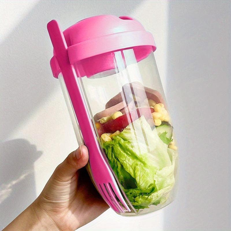 Salad Shaker Cup with Fork and Dressing Holder, 2-Pack