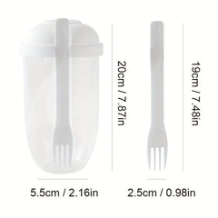 Salad Shaker Cup with Fork and Dressing Holder, 2-Pack