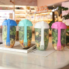 Salad Shaker Cup with Fork and Dressing Holder, 2-Pack