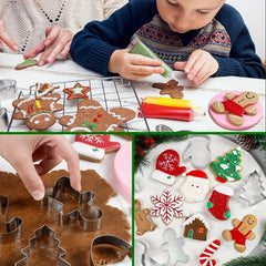 5pcs Christmas Cookie Molds Stainless Steel Cutters Xmas Tree Snowflake Snowman