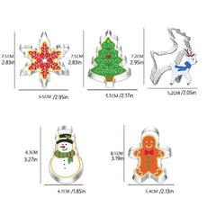 5pcs Christmas Cookie Molds Stainless Steel Cutters Xmas Tree Snowflake Snowman