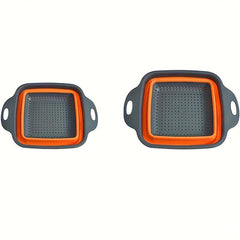 2pcs Silicone Collapsible Colander Fruit Vegetable Washing Basket Strainer