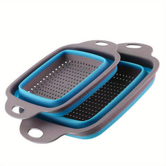 2pcs Silicone Collapsible Colander Fruit Vegetable Washing Basket Strainer