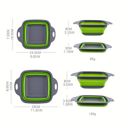 2pcs Silicone Collapsible Colander Fruit Vegetable Washing Basket Strainer