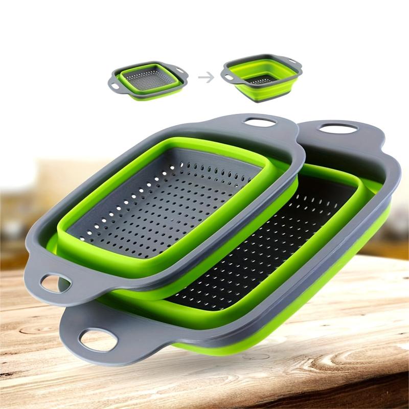 2pcs Silicone Collapsible Colander Fruit Vegetable Washing Basket Strainer