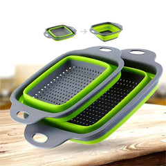 2pcs Silicone Collapsible Colander Fruit Vegetable Washing Basket Strainer