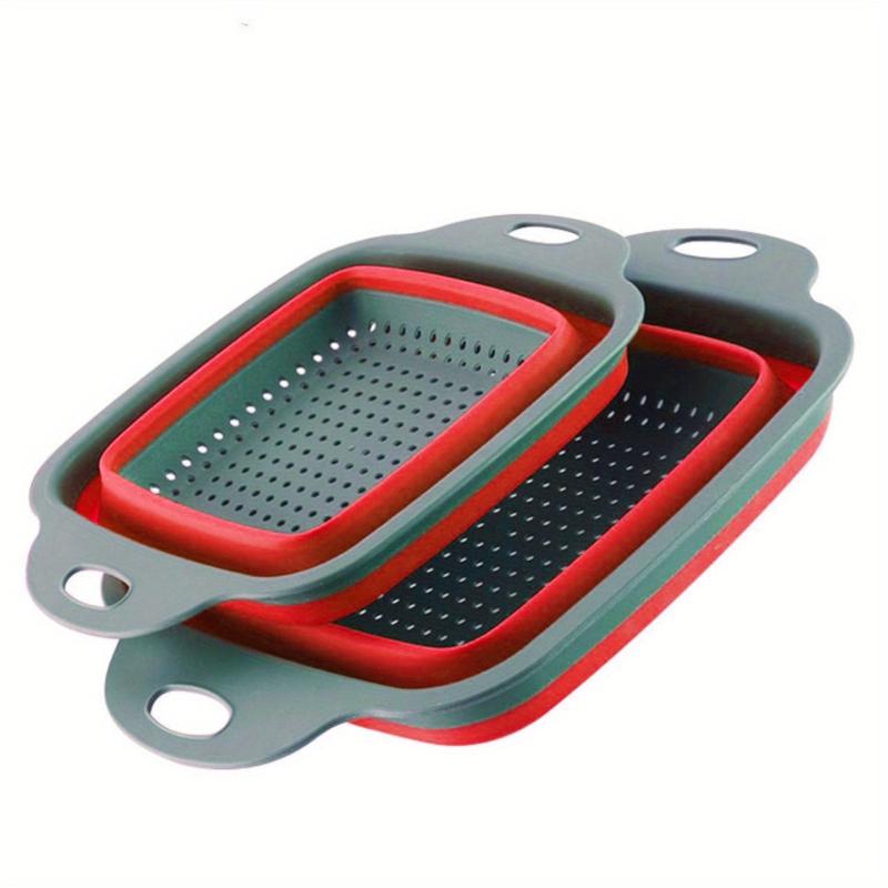 2pcs Silicone Collapsible Colander Fruit Vegetable Washing Basket Strainer