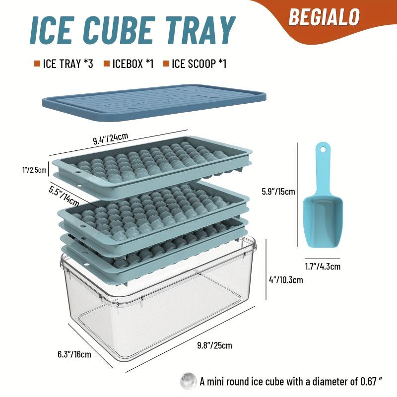 Mini Round Ice Cube Tray Set 74pcs - Summer Essential