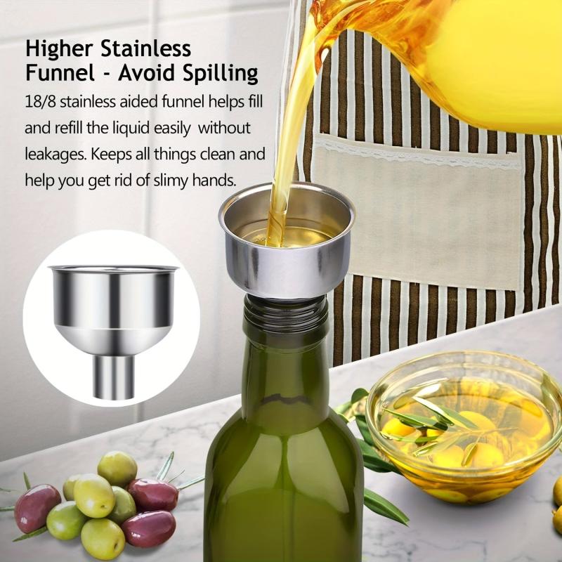 17oz Glass Olive and Vinegar Dispenser Bottle with Pourer and Funnel
