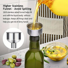 17oz Glass Olive and Vinegar Dispenser Bottle with Pourer and Funnel