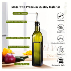 17oz Glass Olive and Vinegar Dispenser Bottle with Pourer and Funnel