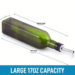 17oz Glass Olive and Vinegar Dispenser Bottle with Pourer and Funnel