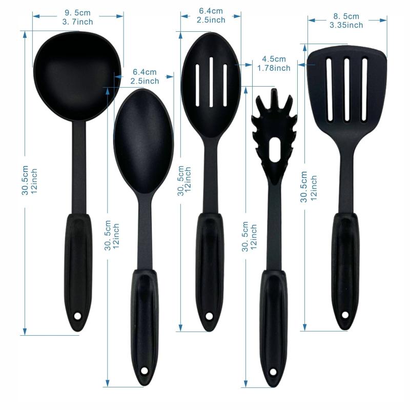 5pcs Nylon Kitchen Utensils Spatula Ladle Slotted Spoon Kitchen Gadgets
