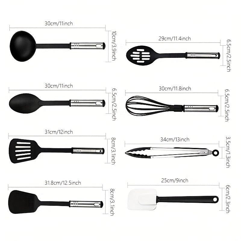 25pcs Silicone Cooking Utensil Set Non Stick With Metal Handle Spatula Set