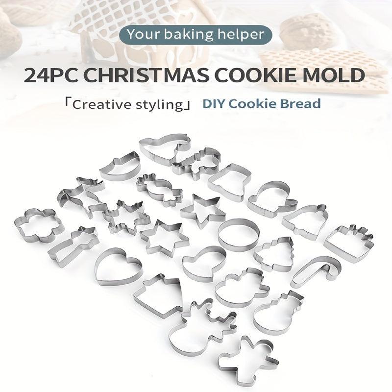 Christmas Cookie Cutters Set - 18pcs Stainless Steel Biscuit Mold Various Shapes