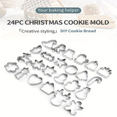 Christmas Cookie Cutters Set - 18pcs Stainless Steel Biscuit Mold Various Shapes