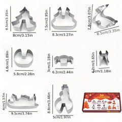 Christmas Cookie Cutters Set - 18pcs Stainless Steel Biscuit Mold Various Shapes