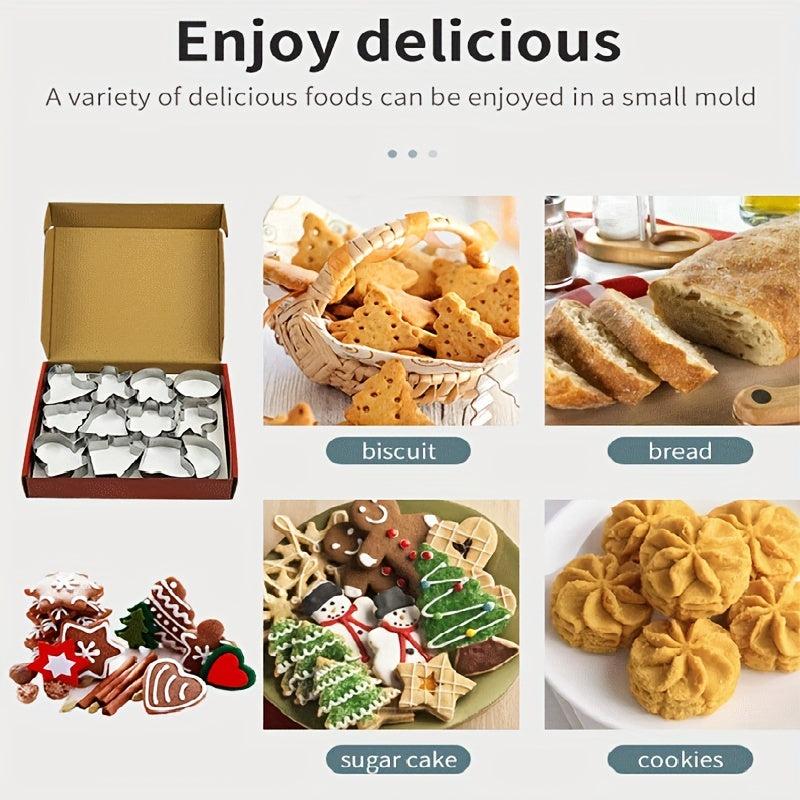 Christmas Cookie Cutters Set - 18pcs Stainless Steel Biscuit Mold Various Shapes