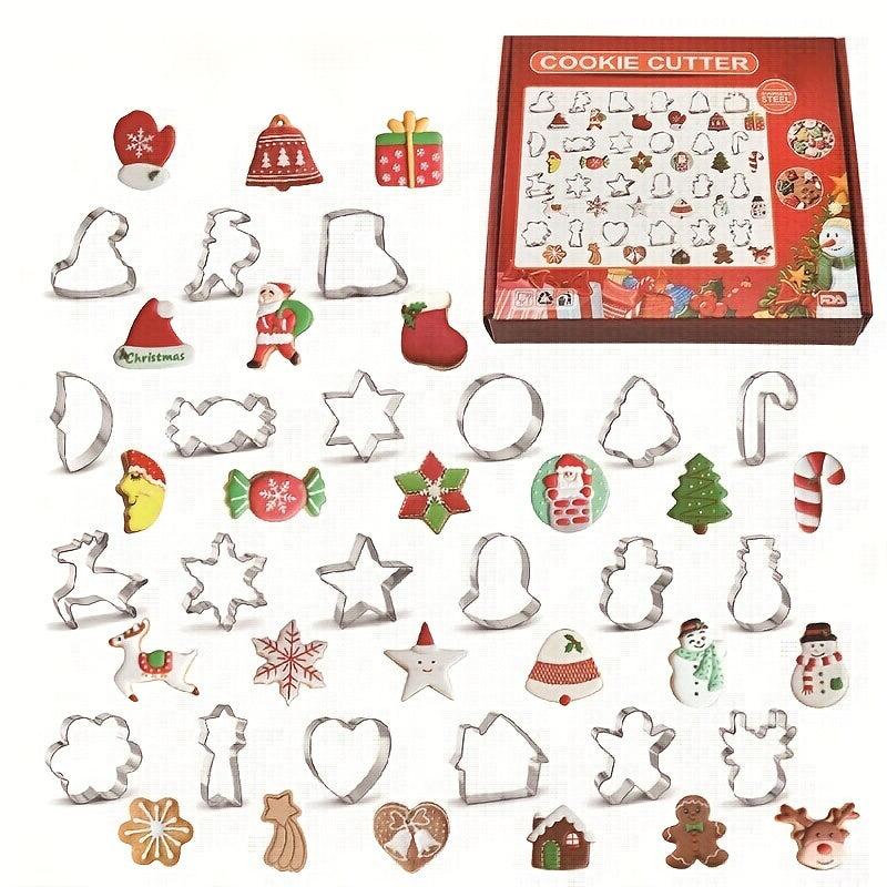 Christmas Cookie Cutters Set - 18pcs Stainless Steel Biscuit Mold Various Shapes