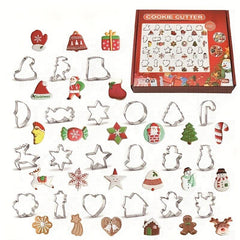 Christmas Cookie Cutters Set - 18pcs Stainless Steel Biscuit Mold Various Shapes