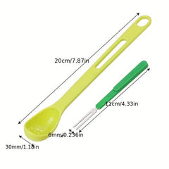 2pcs Can Colander Spoon With Long Handle 2 In 1 Strainer Spoon With Fruit Fork