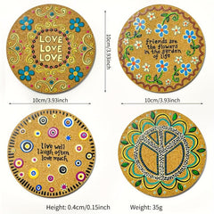 4pcs Flower Printed Cork Coasters Colorful Round Trivet Mat