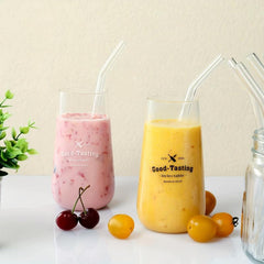 12 Pack Reusable Glass Drinking Straws with Cleaning Brushes