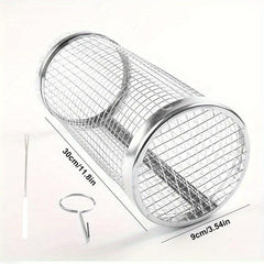 Stainless Steel BBQ Net Tube with Removable Mesh Cover