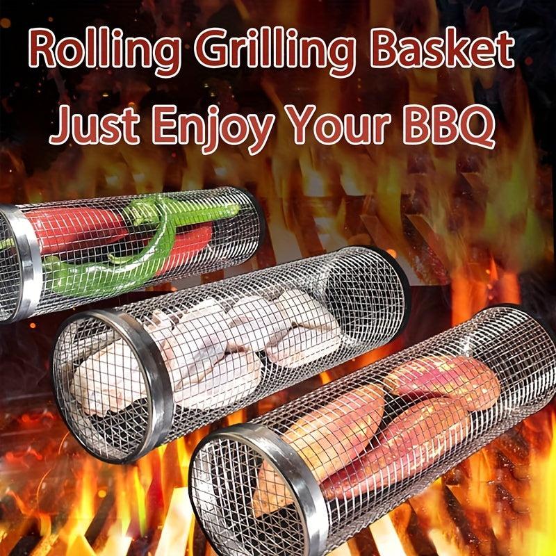 Stainless Steel BBQ Net Tube with Removable Mesh Cover