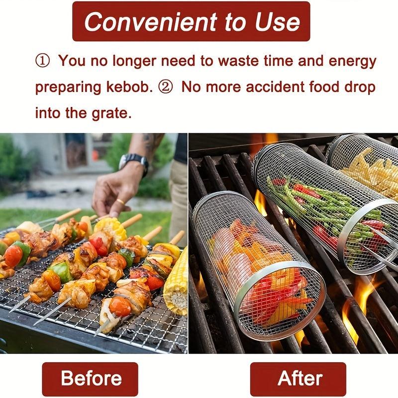 Stainless Steel BBQ Net Tube with Removable Mesh Cover