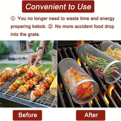 Stainless Steel BBQ Net Tube with Removable Mesh Cover