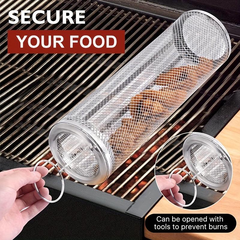 Stainless Steel BBQ Net Tube with Removable Mesh Cover