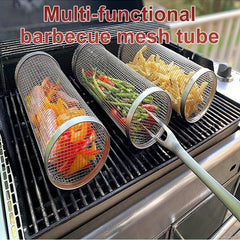 Stainless Steel BBQ Net Tube with Removable Mesh Cover