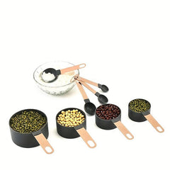 8pcs Measuring Cups & Spoons Set Stainless Steel Rose Handle Kitchen