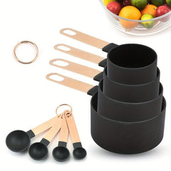 8pcs Measuring Cups & Spoons Set Stainless Steel Rose Handle Kitchen