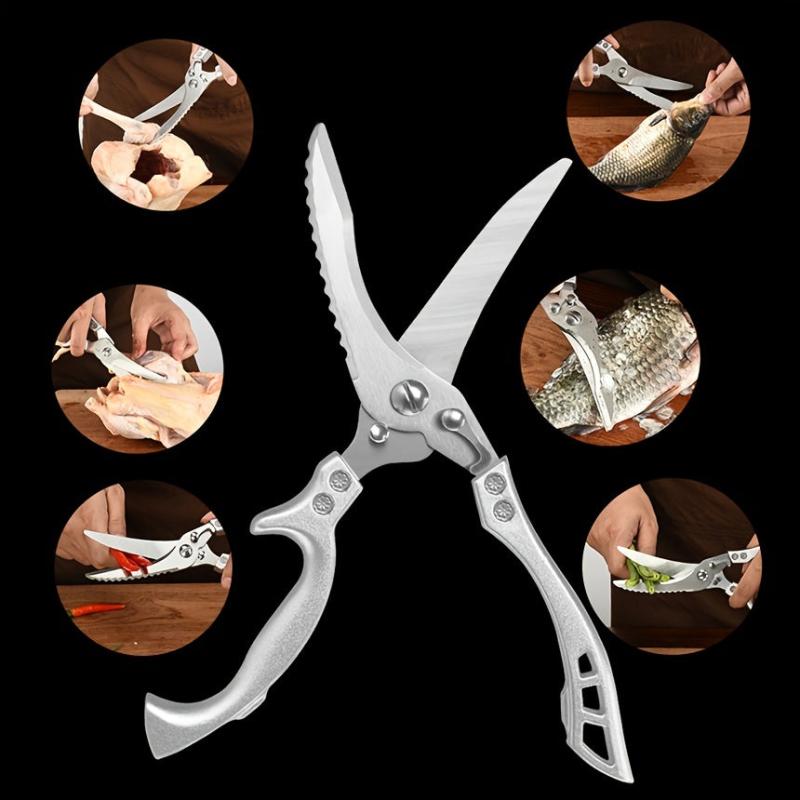 Stainless Steel Kitchen Scissors for Fish Meat Chicken Fruits Vegetables