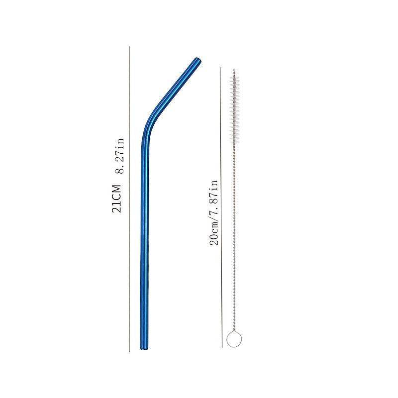 8pcs Stainless Steel Straws Set with Cleaning Brushes and Bag