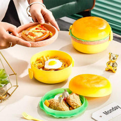 Hamburger Shaped Plastic Lunch Box for Healthy Meals