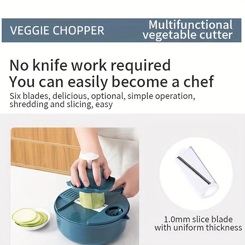 12pcs Multifunctional Drain Basket Vegetable Cutter Kitchen Chopper