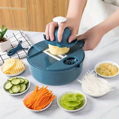 12pcs Multifunctional Drain Basket Vegetable Cutter Kitchen Chopper