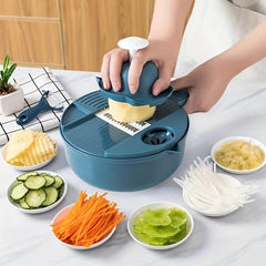 12pcs Multifunctional Drain Basket Vegetable Cutter Kitchen Chopper
